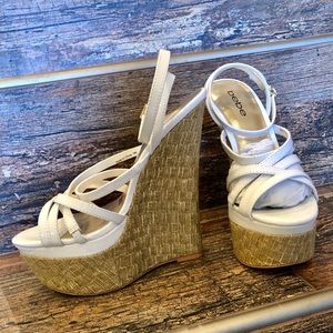 Bebe White/Gold Wedge